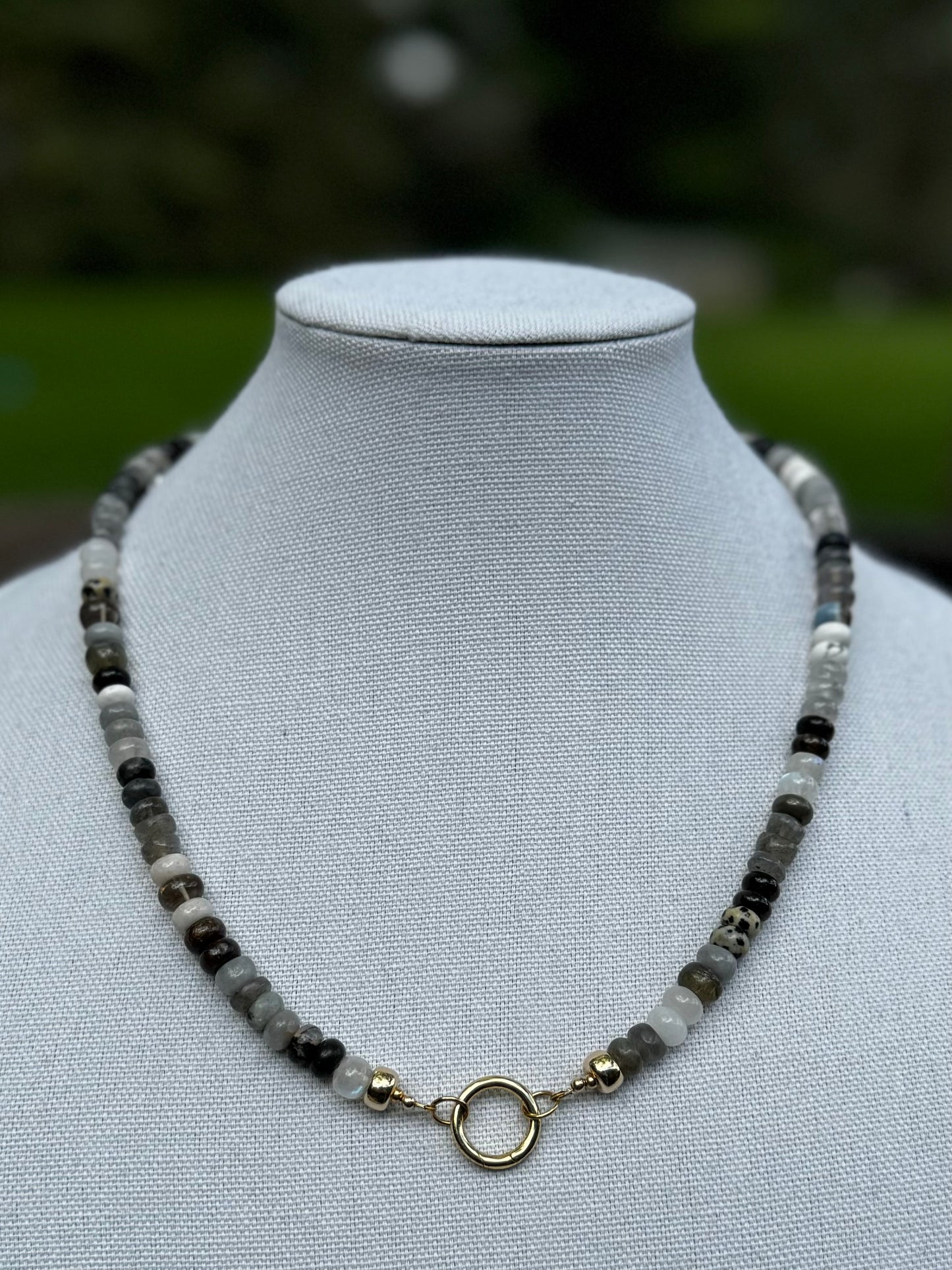 Black and white stacked necklace