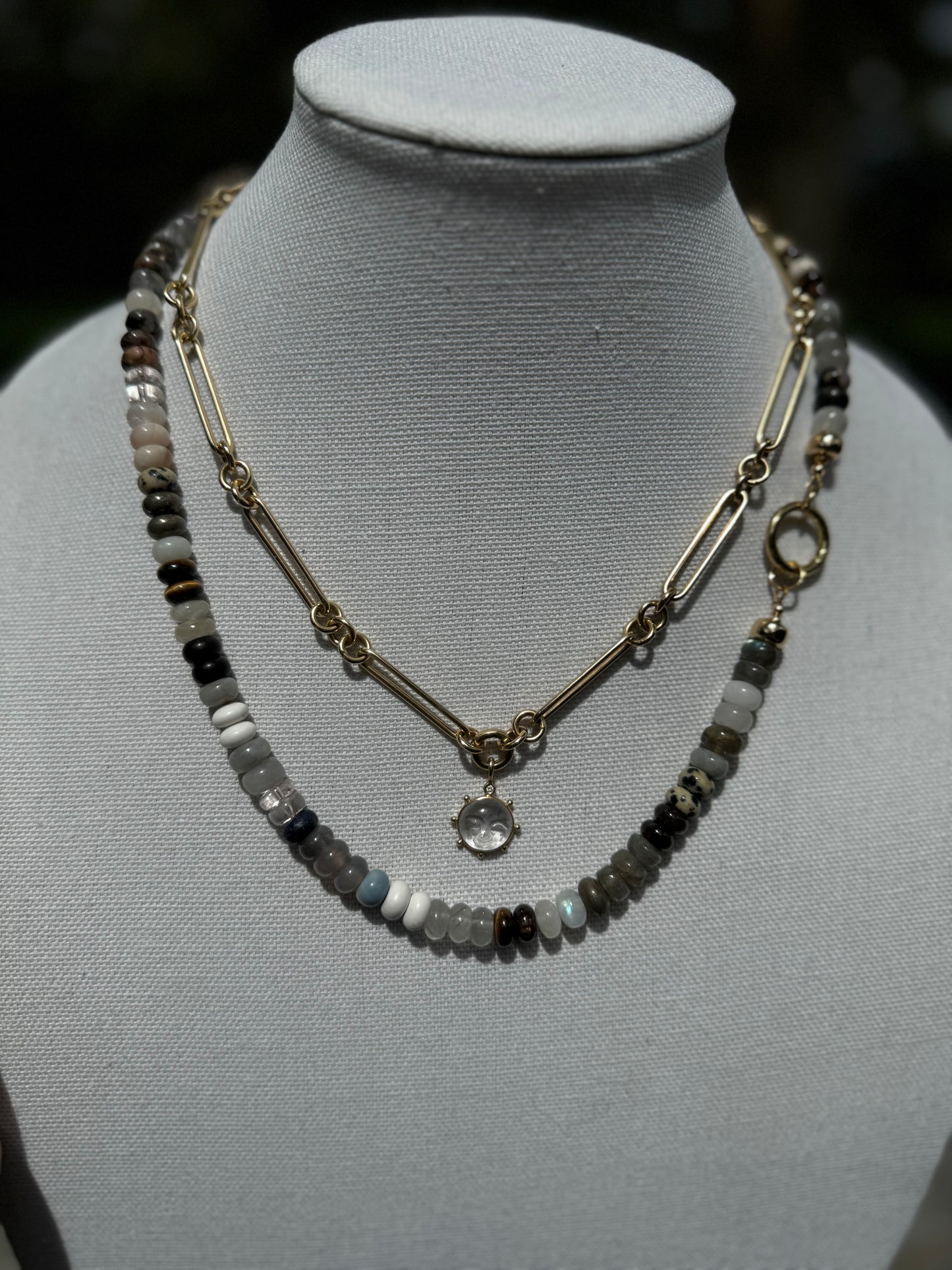 Black and white stacked necklace