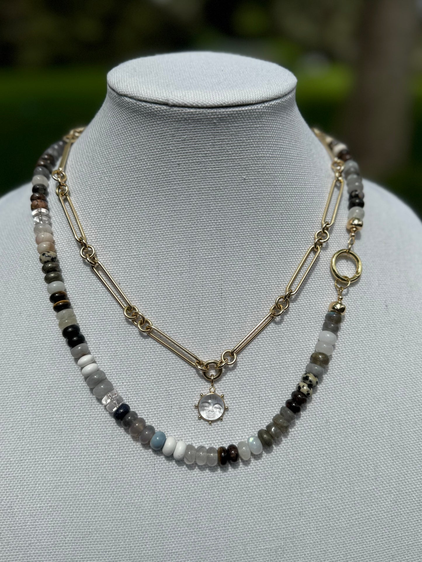 Black and white stacked necklace