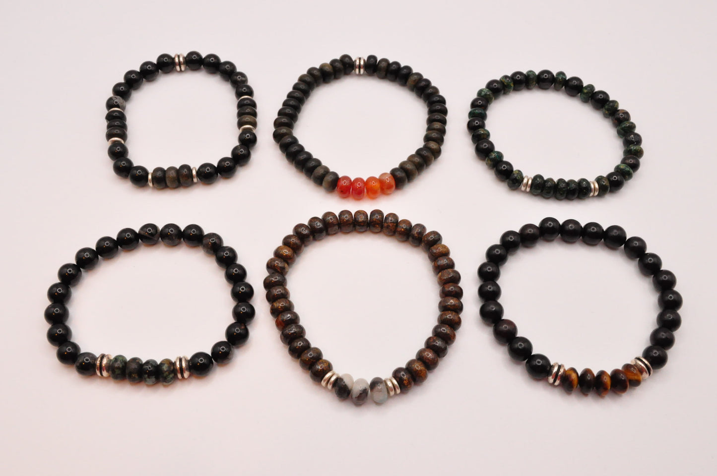 Black Tourmaline and Obsidian stretch bracelet