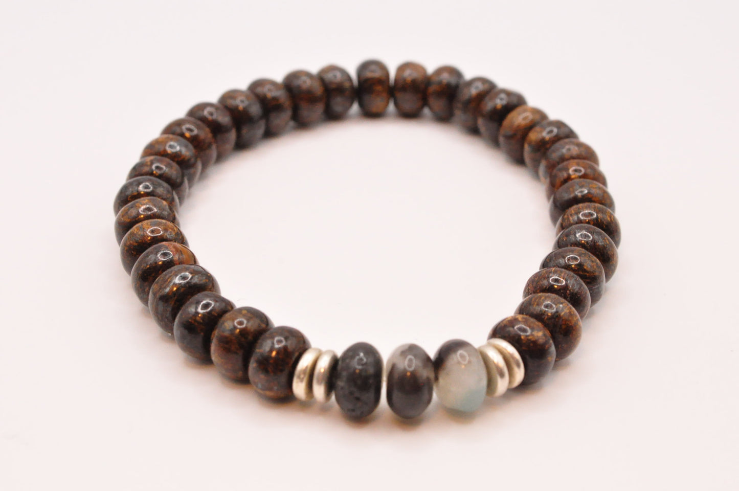 Bronzite and Bi-color Agate stretch bracelet