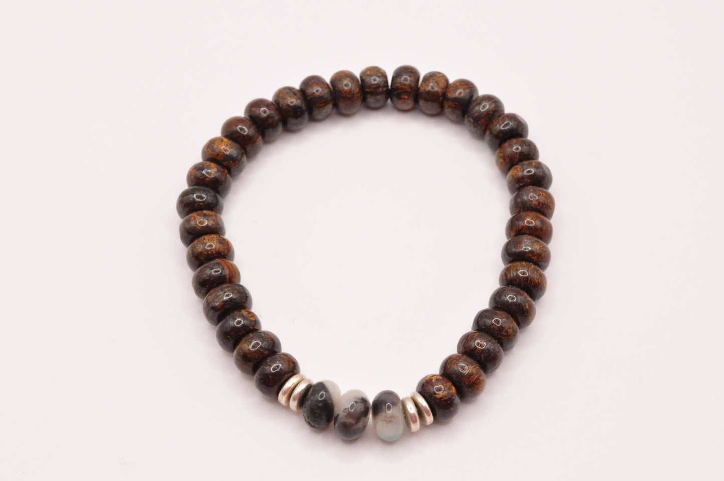 Bronzite and Bi-color Agate stretch bracelet