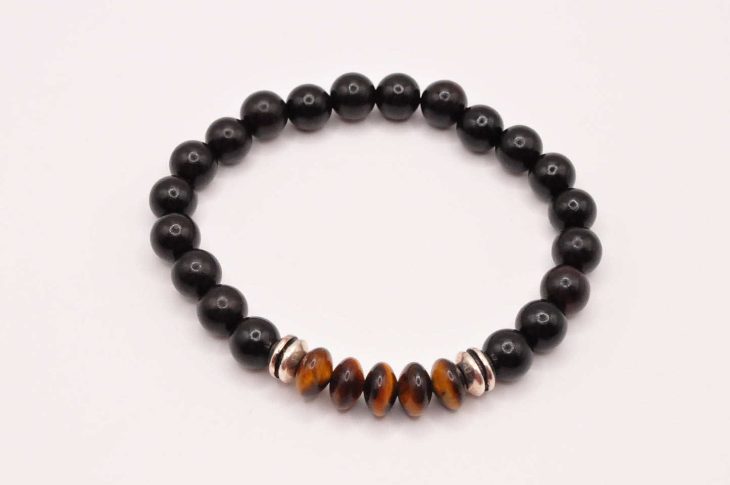 Ebony wood and Tiger's eye stretch bracelet