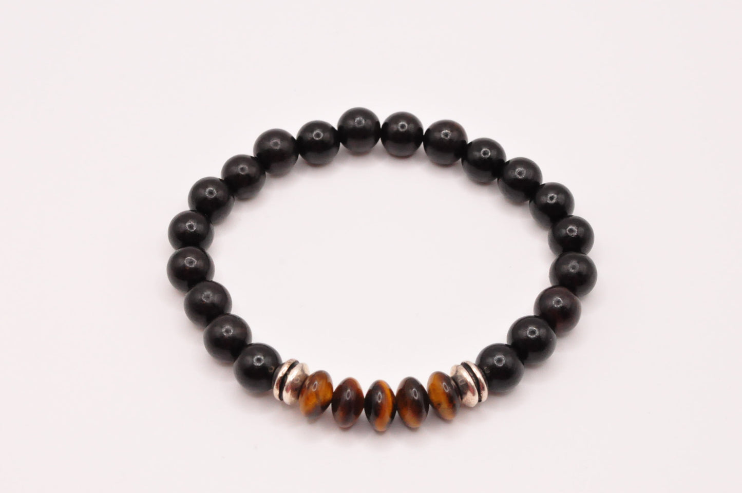 Ebony wood and Tiger's eye stretch bracelet