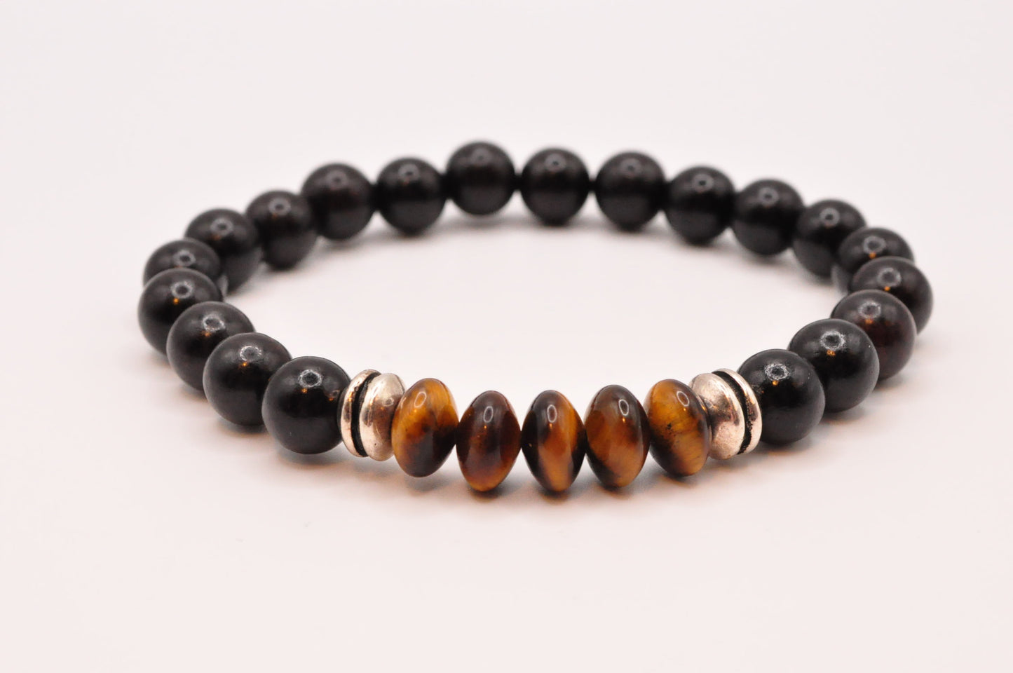 Ebony wood and Tiger's eye stretch bracelet