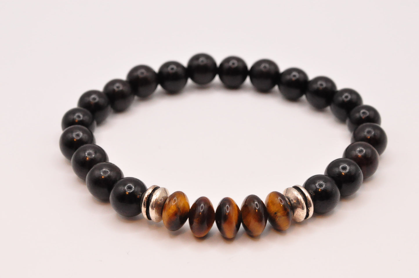 Ebony wood and Tiger's eye stretch bracelet