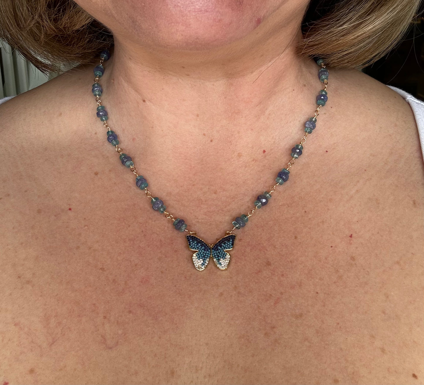 Butterfly wire wrapped necklace