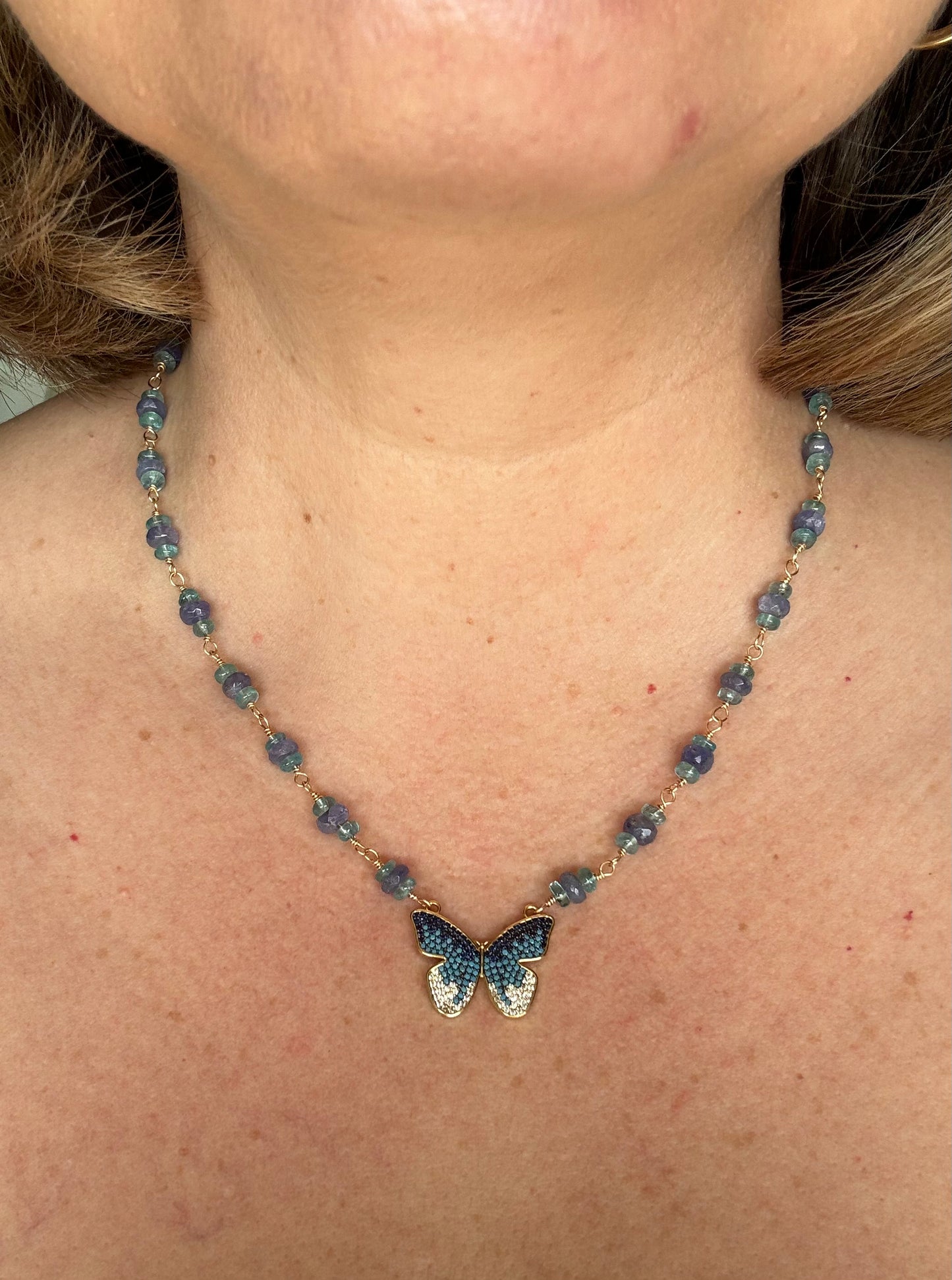 Butterfly wire wrapped necklace