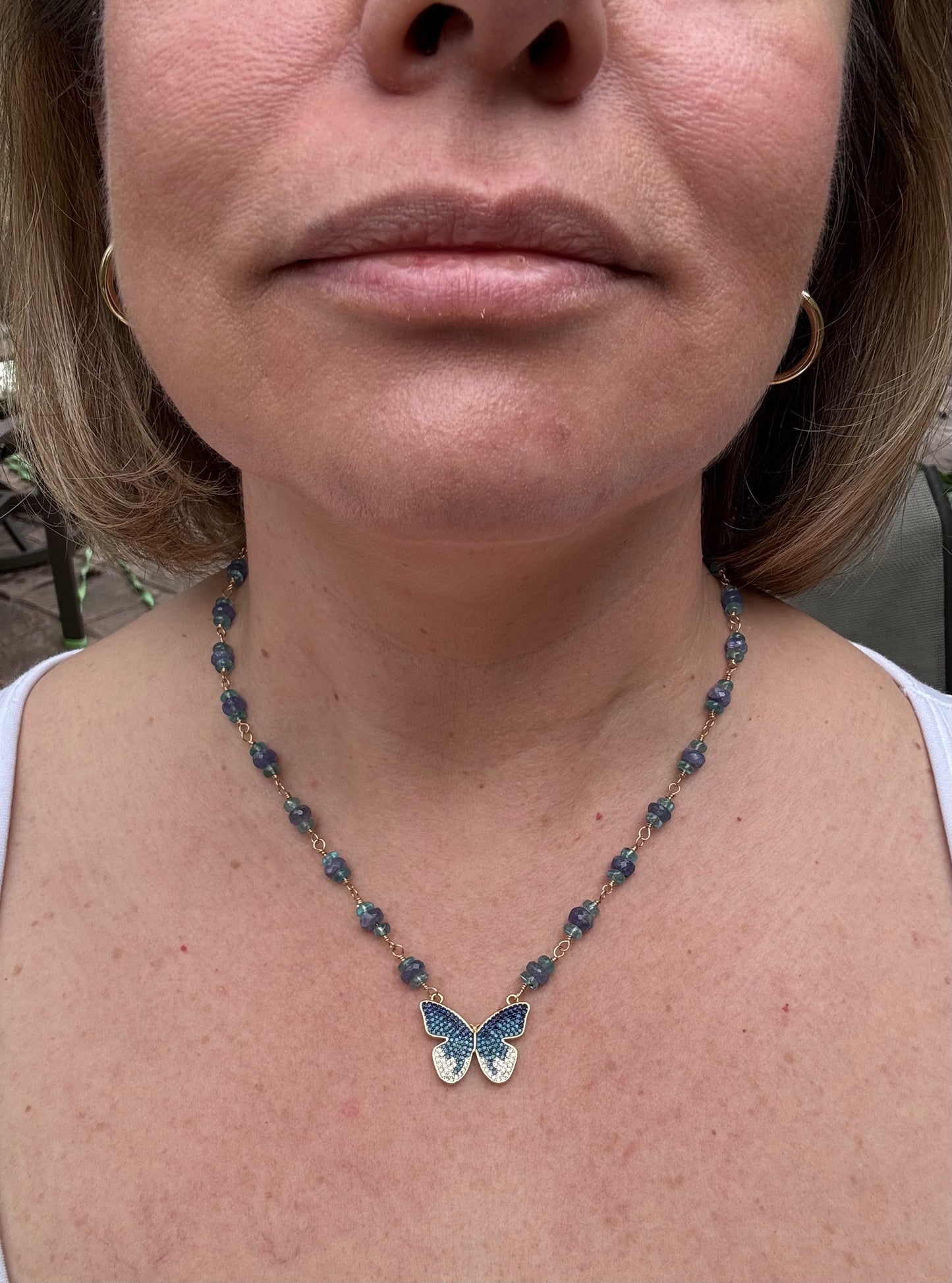 Butterfly wire wrapped necklace