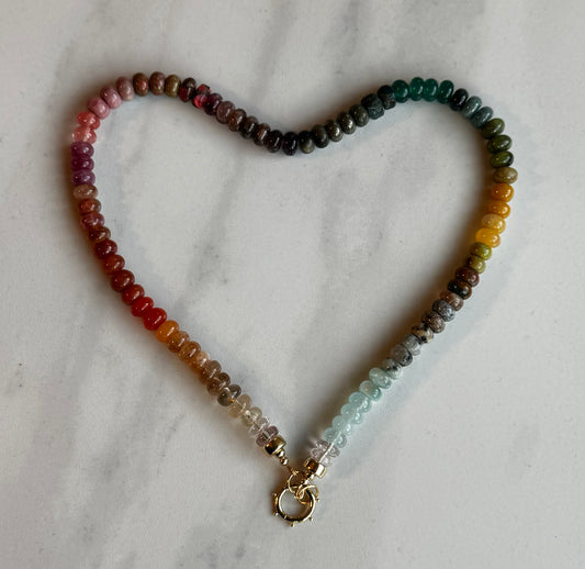 Earthy tones rainbow stacked necklace