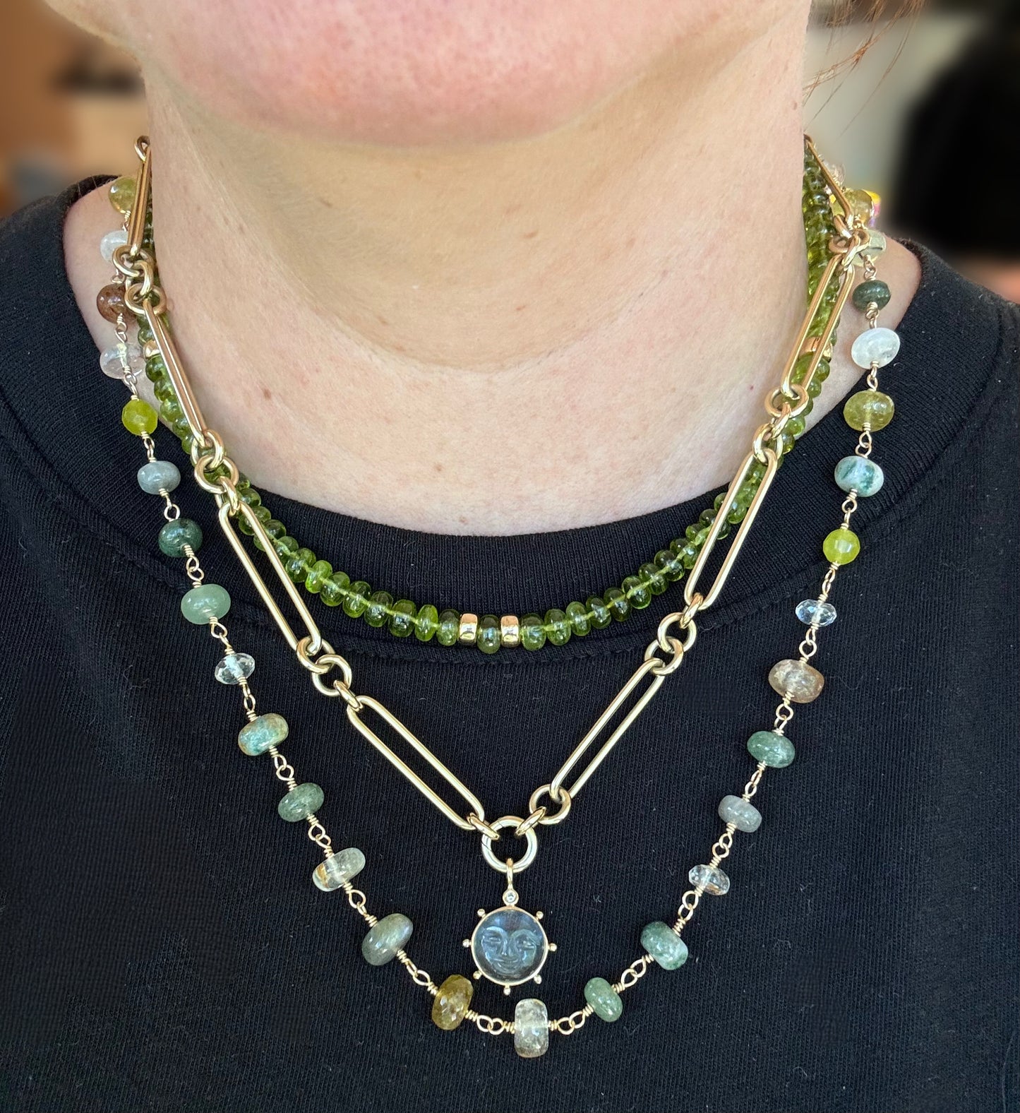 Peridot stacked necklace
