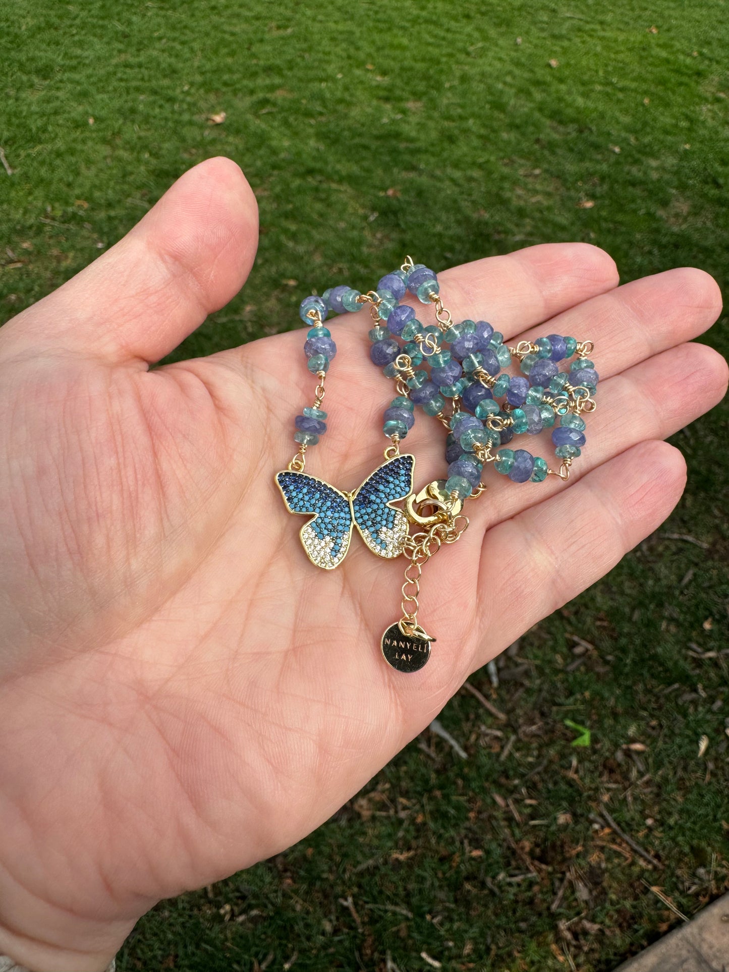 Butterfly wire wrapped necklace