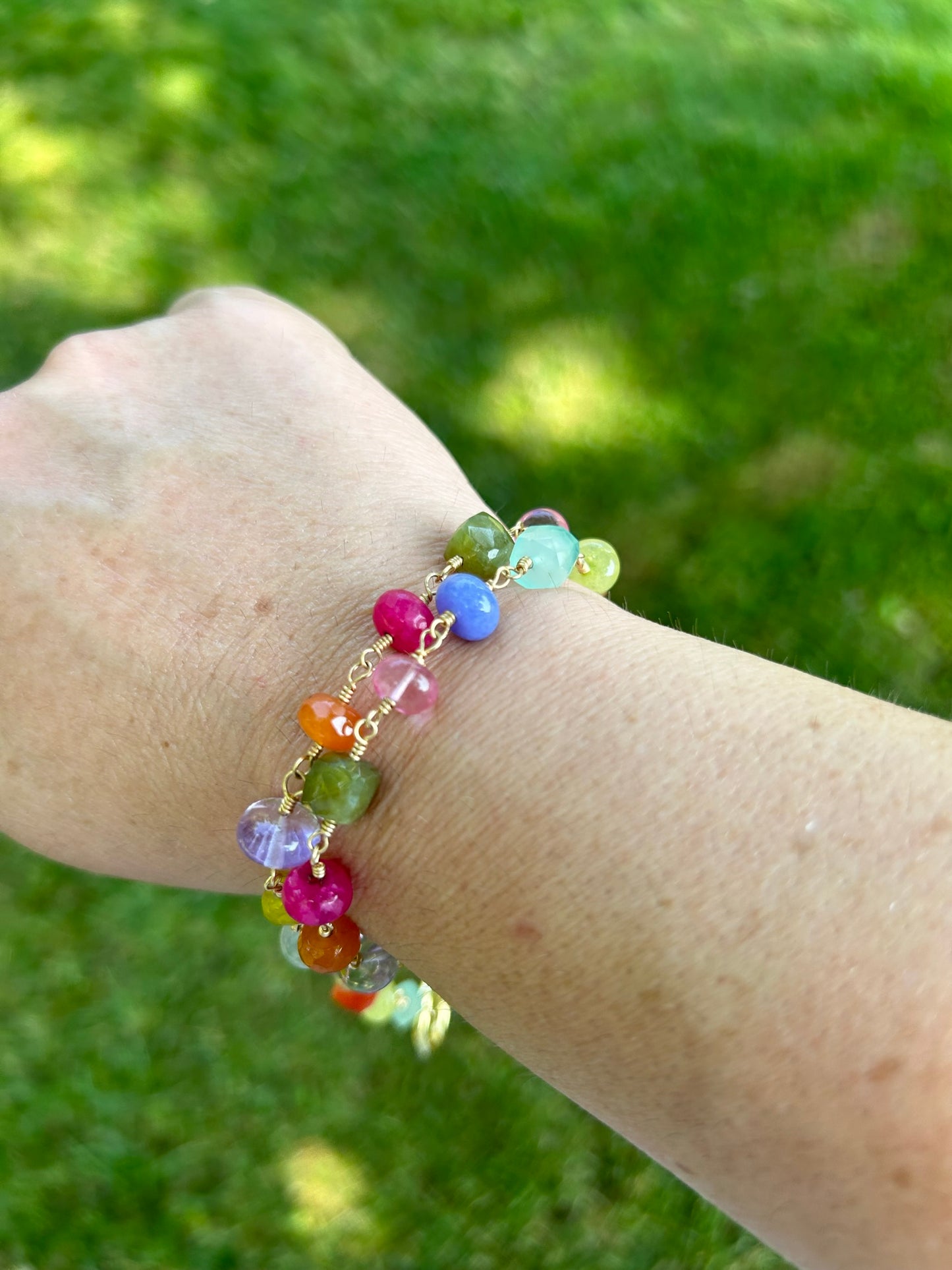 Multi gemstone wire-wrapped necklace