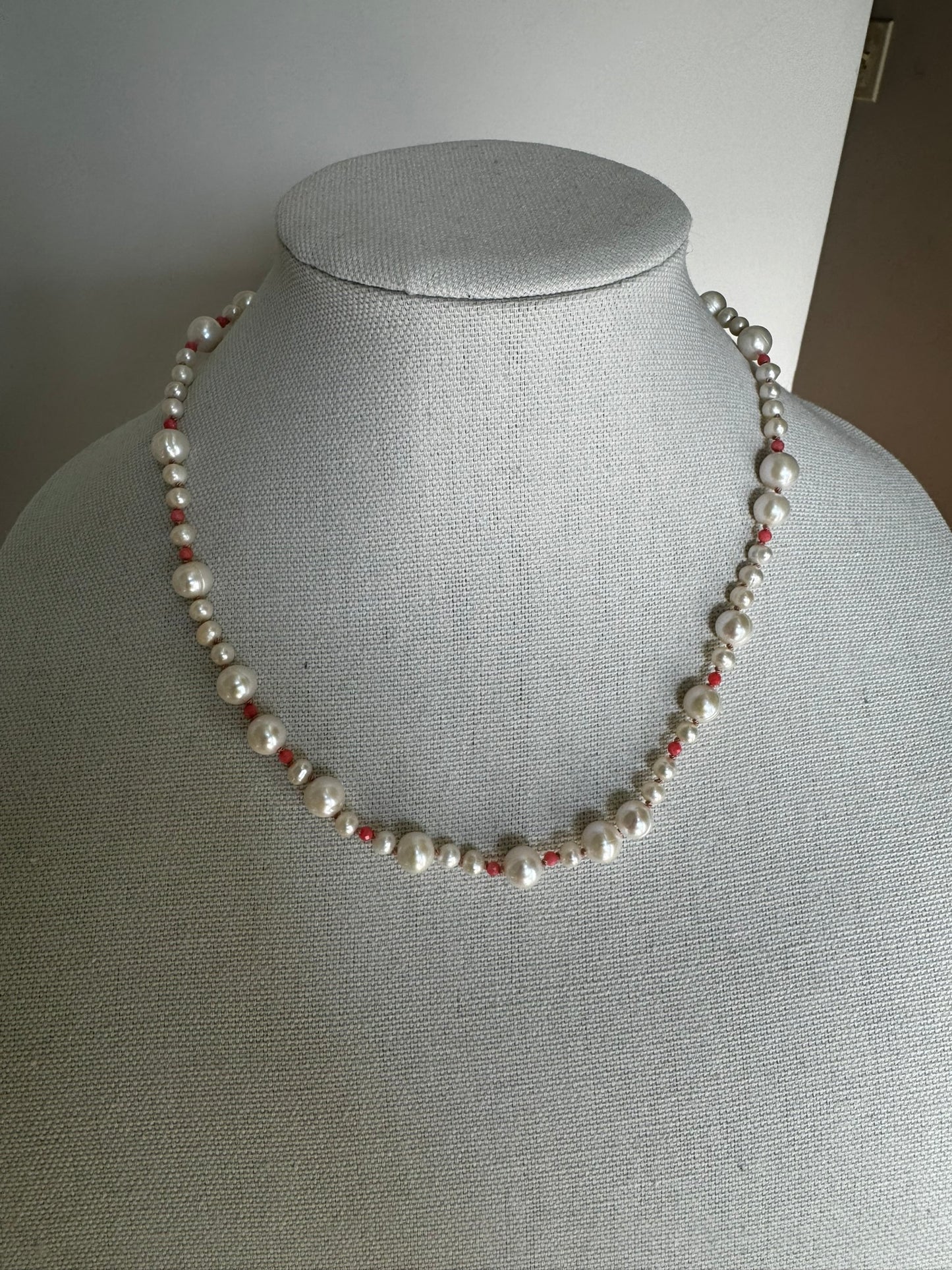 Pearl and coral bubble necklace