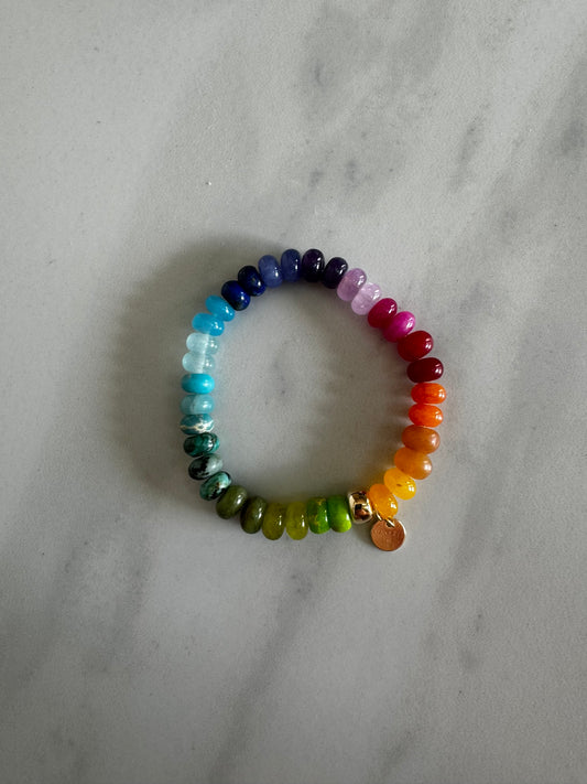 Multi gemstone rainbow stretch bracelet