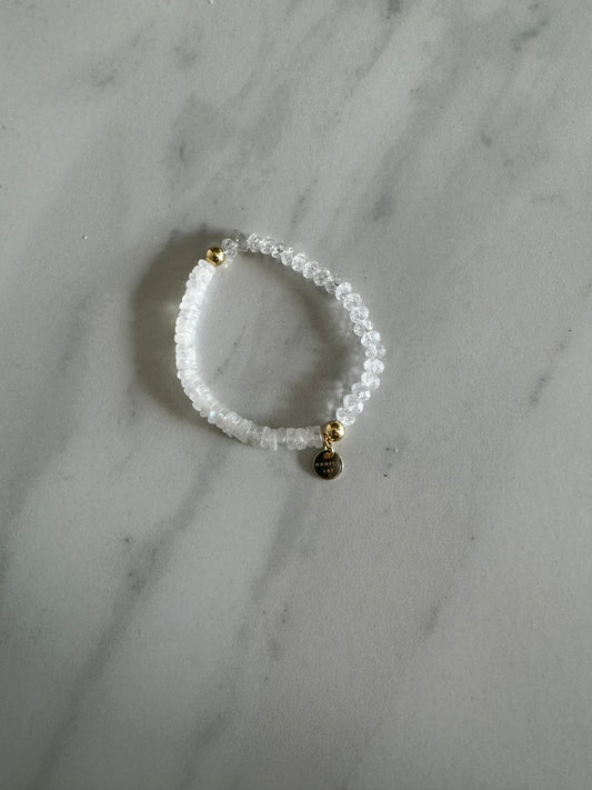 Half and half moonstone quartz stretch bracelet