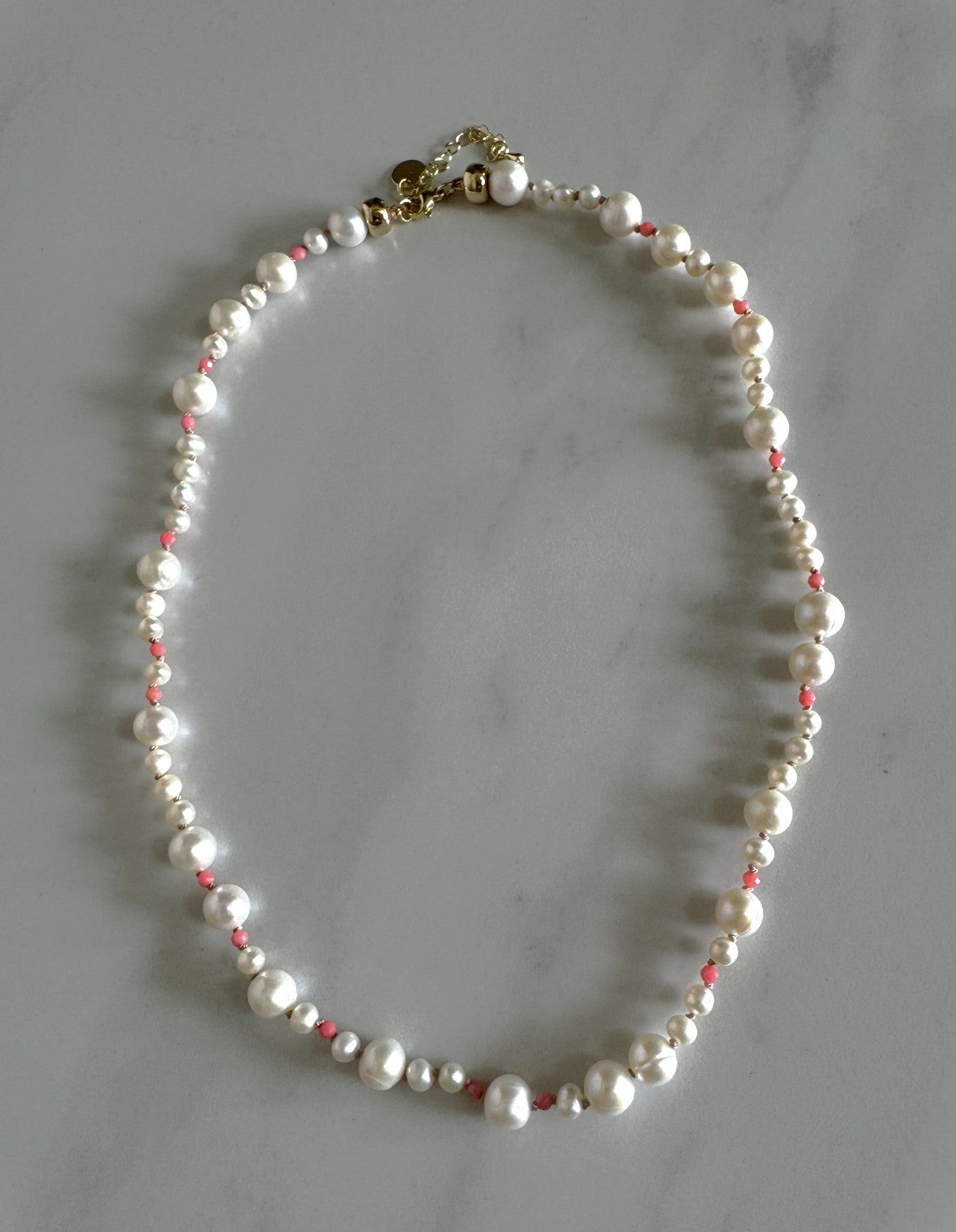Pearl and coral bubble necklace