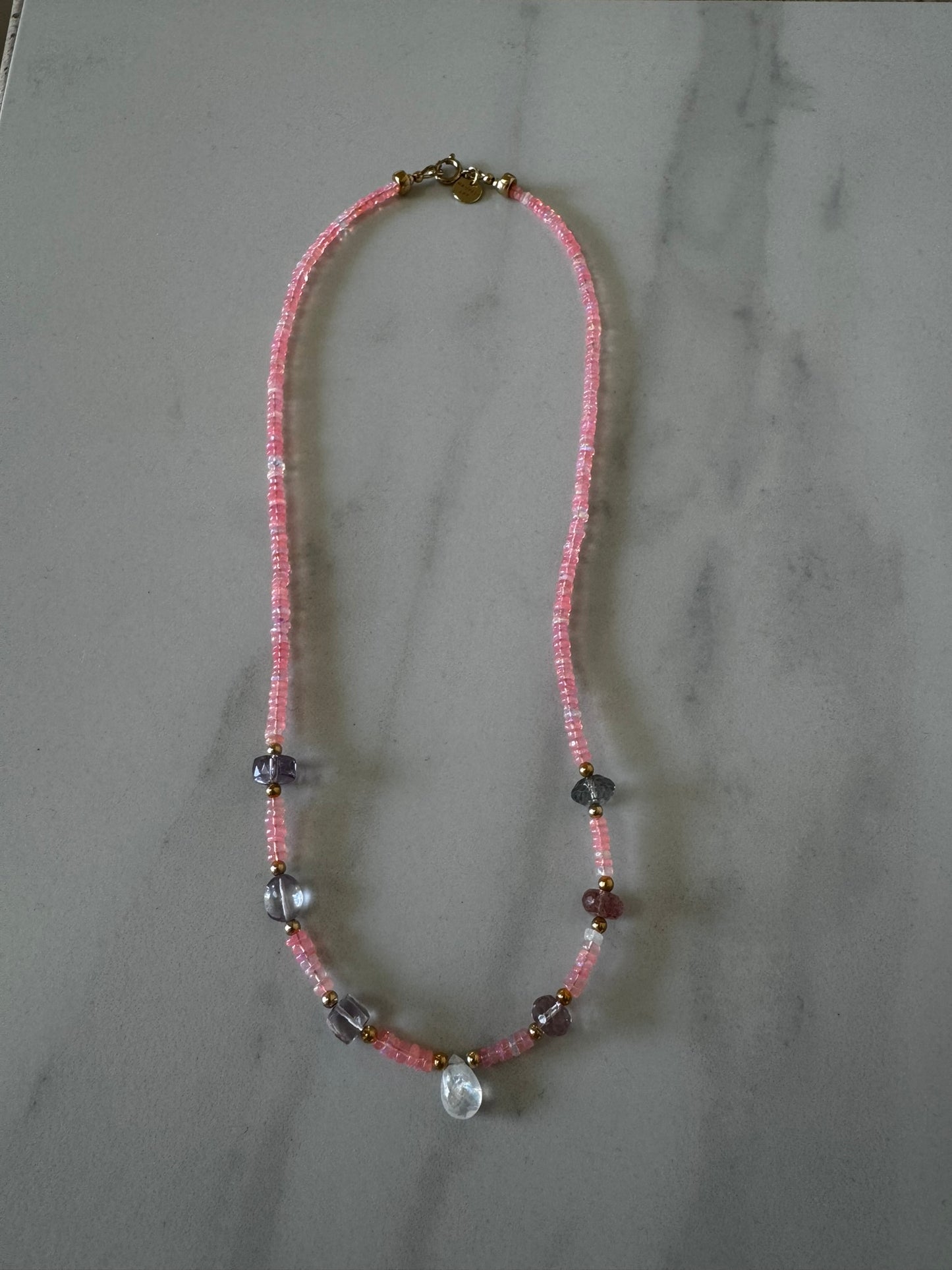 Pink opal stacked necklace