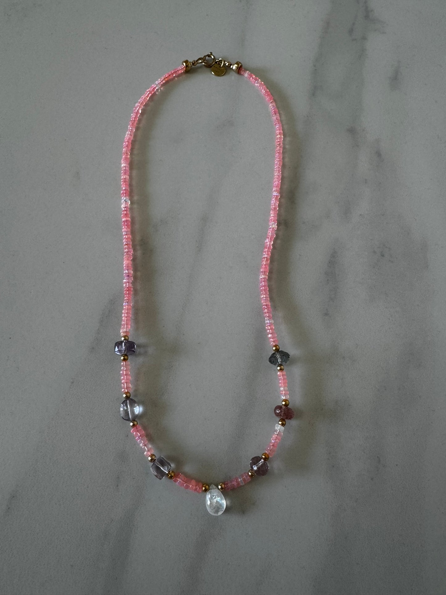 Pink opal stacked necklace