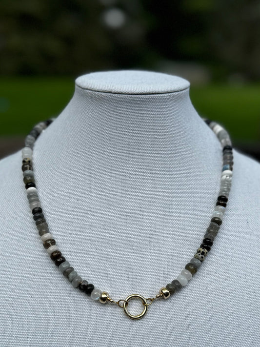 Black and white stacked necklace