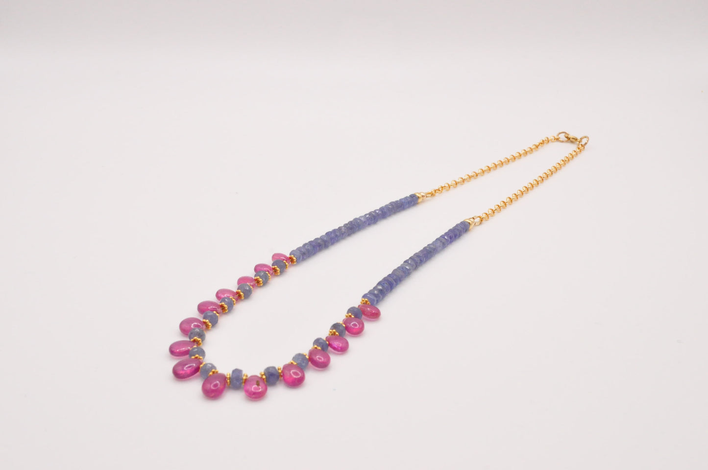 Pink sapphires and tourmaline necklace