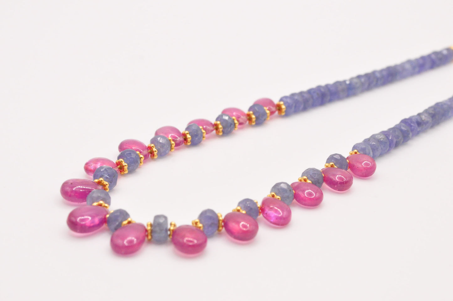 Pink sapphires and tourmaline necklace