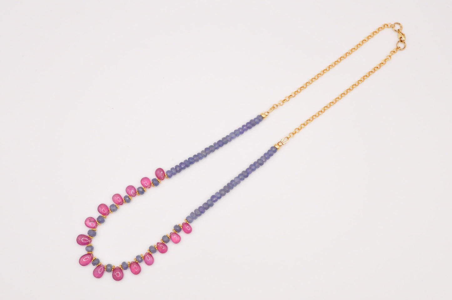 Pink sapphires and tourmaline necklace