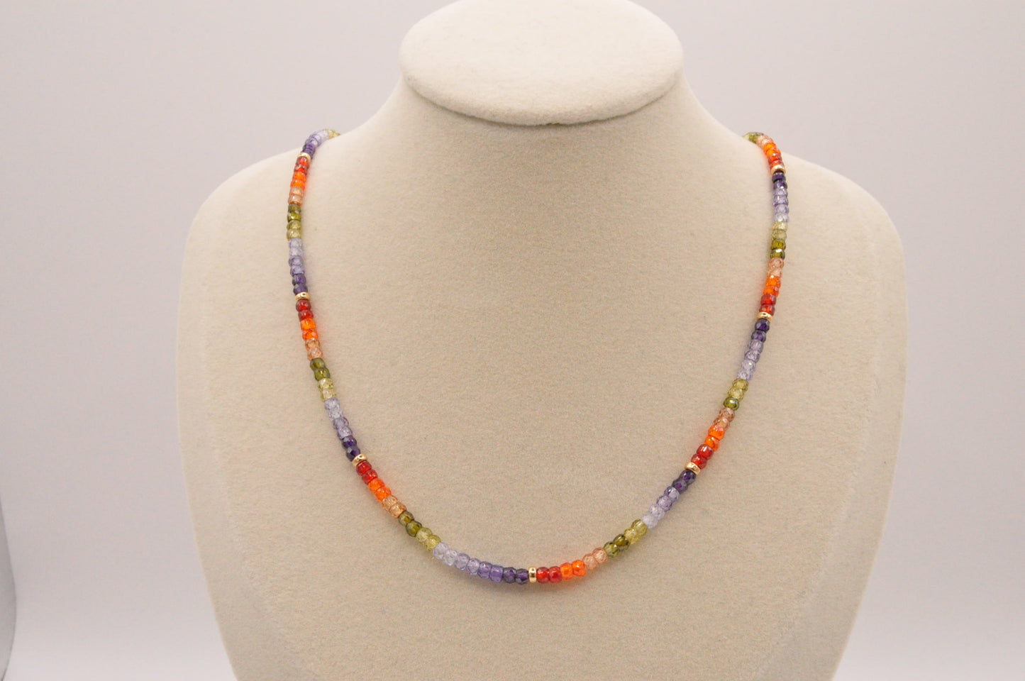 Natural zircon rainbow necklace