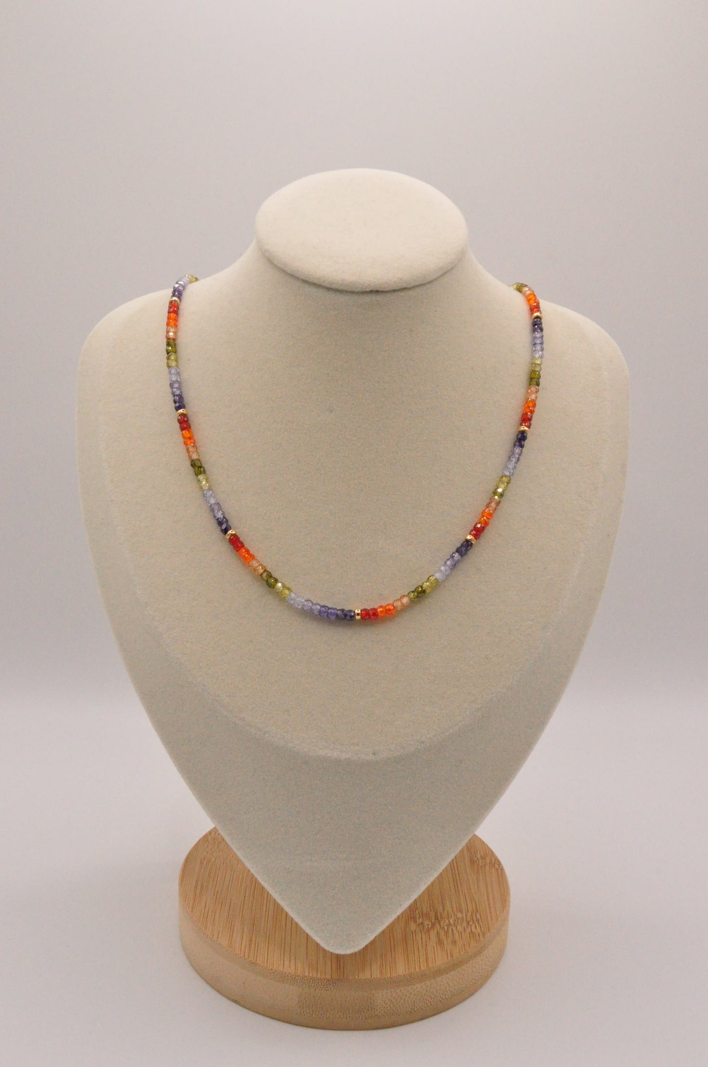 Natural zircon rainbow necklace