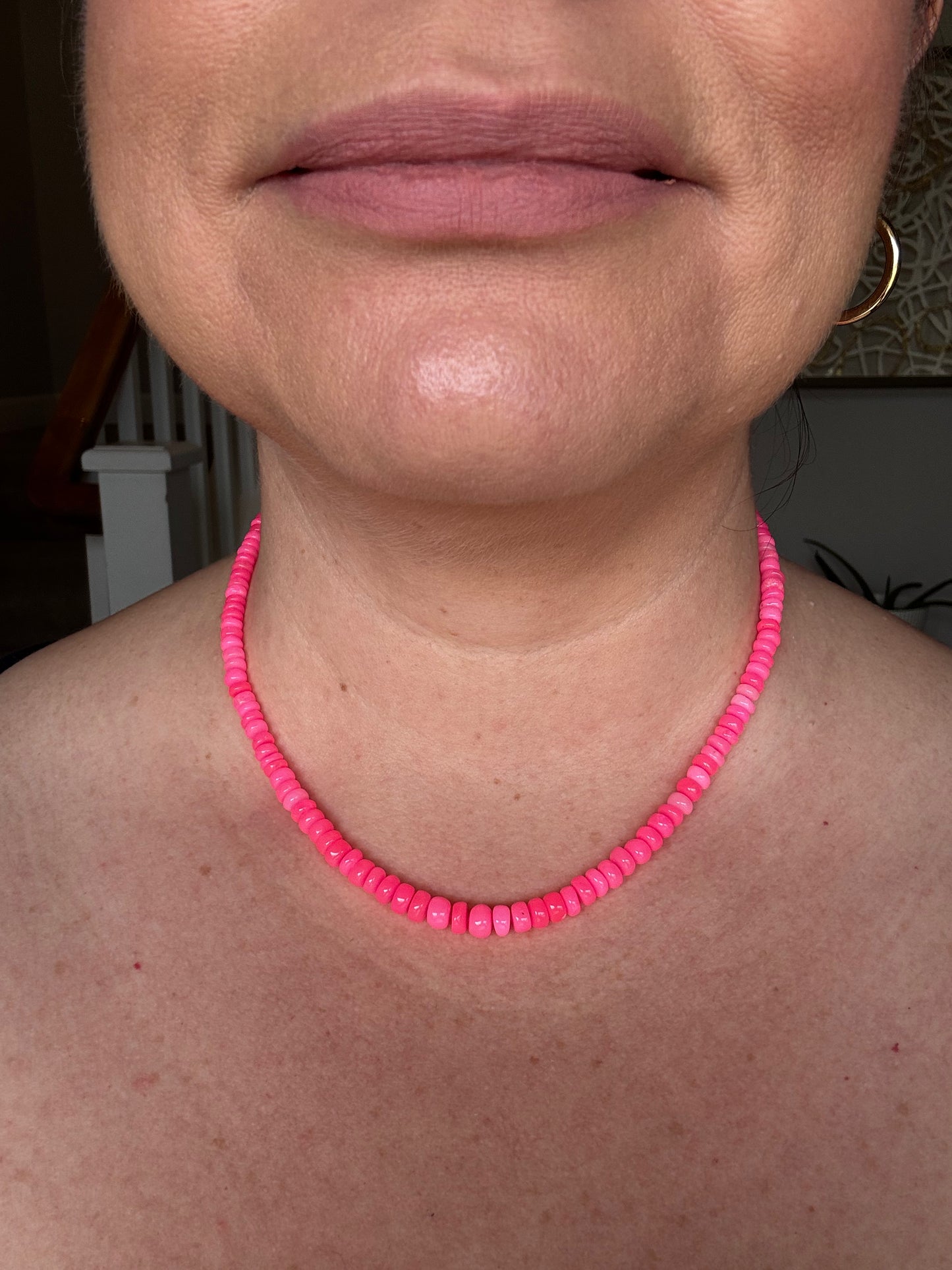 Pink dyed opal necklace