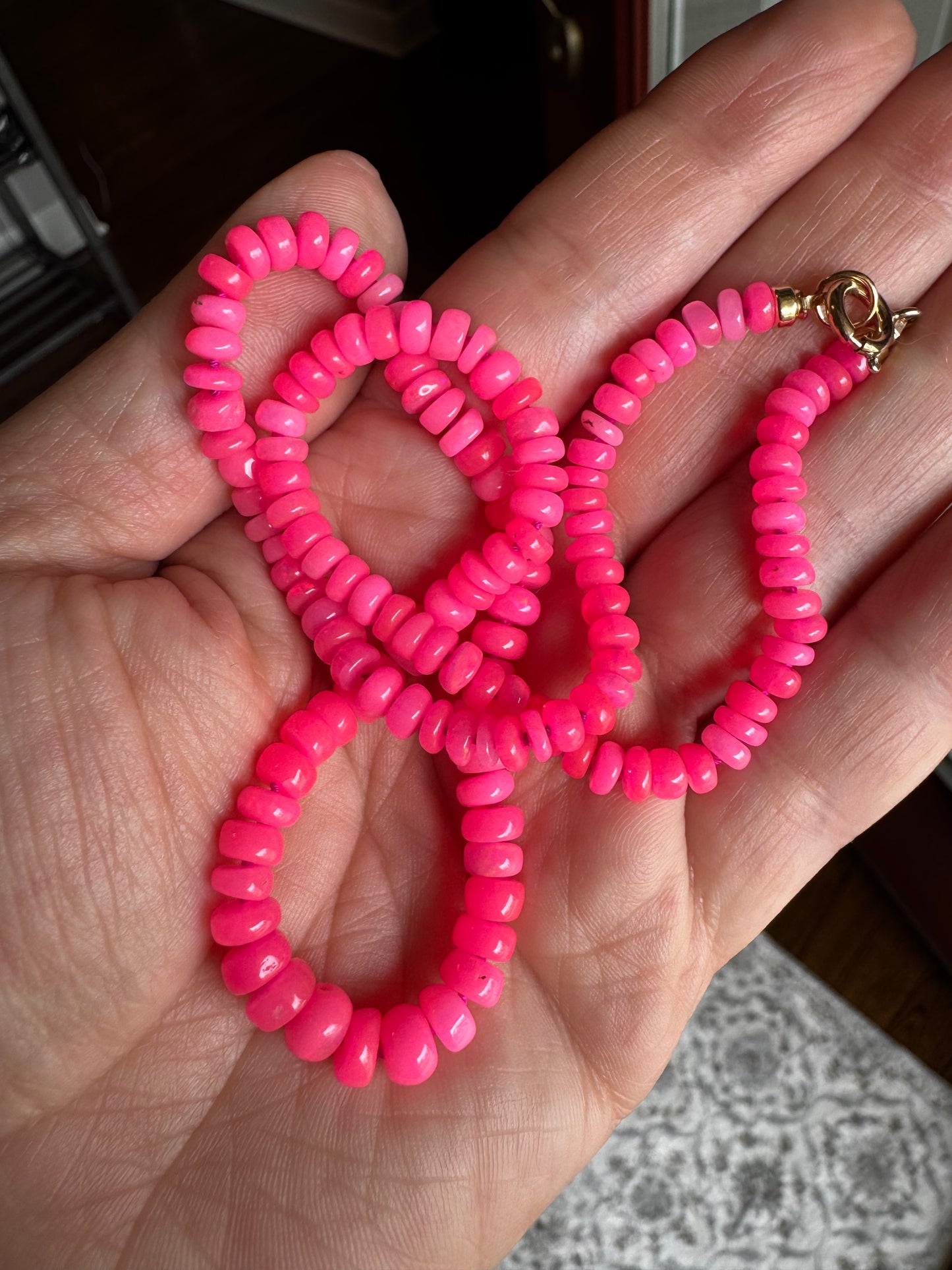 Pink dyed opal necklace